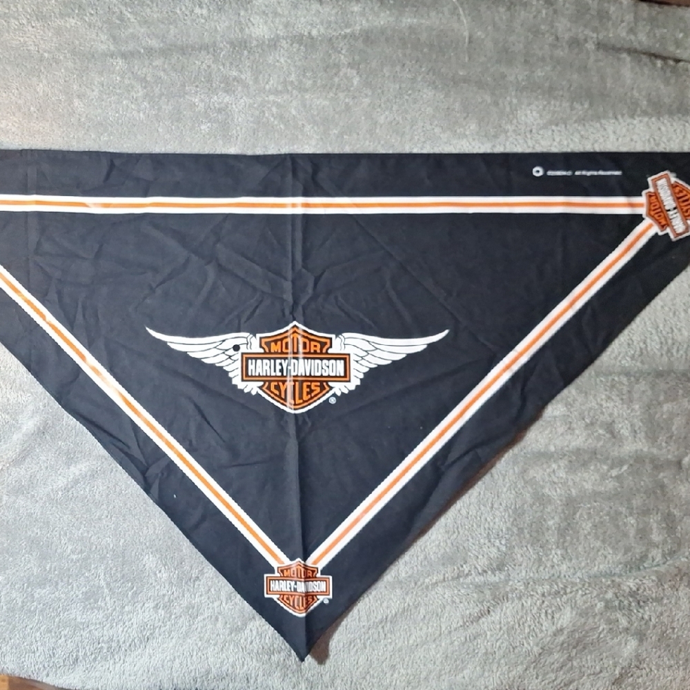 Harley-Davidson Black Triangle Bandana with Orange and White Accents